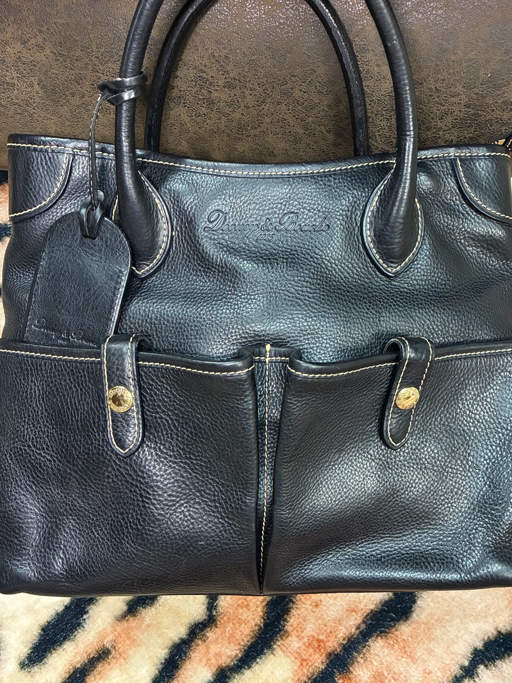 Y2K/2000s Dooney & Bourke Pebble Leather Double Front Pocket East/West Satchel
